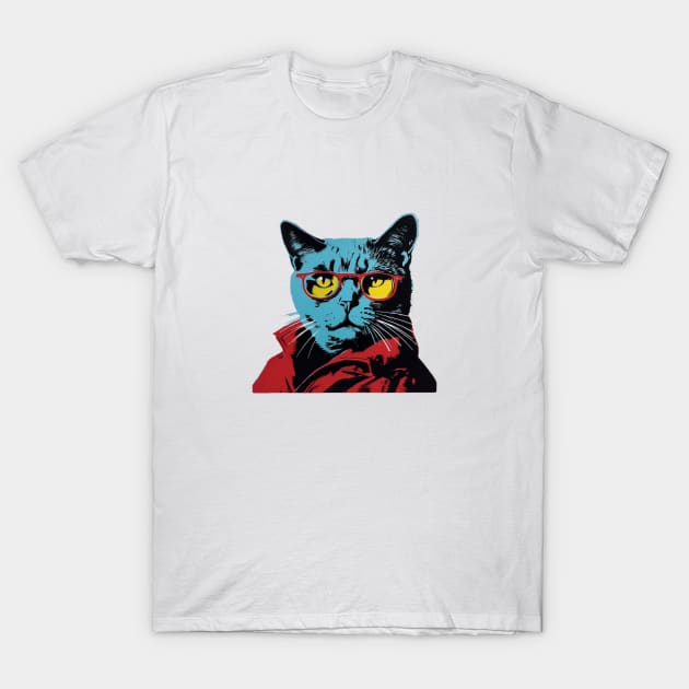 Cat, Andy Warhol Style T-Shirt by ModernStyle610